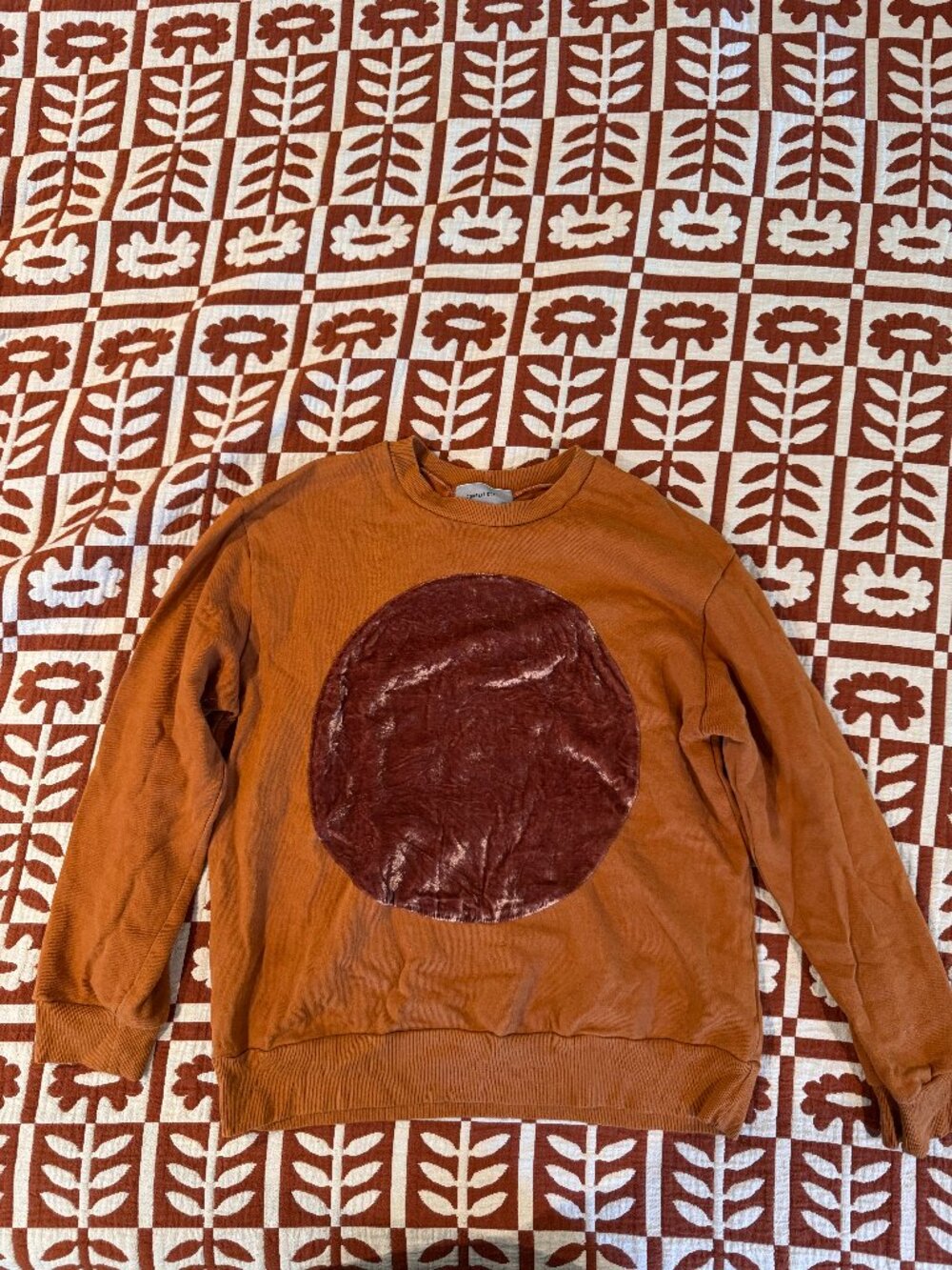 Correll Correll Orange Velvet Sweatshirt